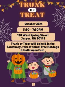 Purple Orange Illustrative Cartoon Trunk or Treat Halloween Poster - 1